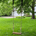 Load image into Gallery viewer, Walnut wood tree swing with durable brown rope, ready to hang, classic design