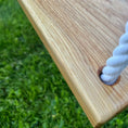 Load image into Gallery viewer, Close up of hickory wood detail on bench swing