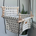 Load image into Gallery viewer, Oatmeal and black Swiss cross baby swing, modern indoor high back swing