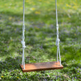 Load image into Gallery viewer, Walnut Wood Bench tree swing shown with white rope