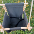 Load image into Gallery viewer, top view of slate outdoor baby swing with safety-focused high back design