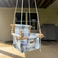 Load image into Gallery viewer, Gray buffalo check baby swing with high back support, outdoor use
