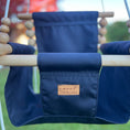 Load image into Gallery viewer, Close up of deep blue baby swing designed for outdoor comfort and safety