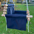 Load image into Gallery viewer, Side view of blue premium outdoor toddler swing, fade resistant