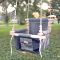 Load image into Gallery viewer, Slate gray baby swing with high back, minimalist outdoor design