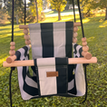 Load image into Gallery viewer, front view of wide black stripe high back outdoor baby swing