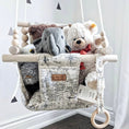 Load image into Gallery viewer, Stuffed Animals swinging in navigation aviation pattern high back indoor baby swing, adventure nursery