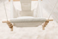 Load image into Gallery viewer, Top view of greige and vanilla stripe pattern, perfect neutral, soft baby swing