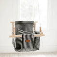 Load image into Gallery viewer, Black and white striped baby swing, high back indoor swing in modern design