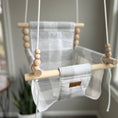 Load image into Gallery viewer, French gray buffalo check swing, neutral indoor baby swing with high back