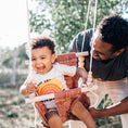 Load image into Gallery viewer, Happy Baby using brick cotton baby swing, joy filled memories