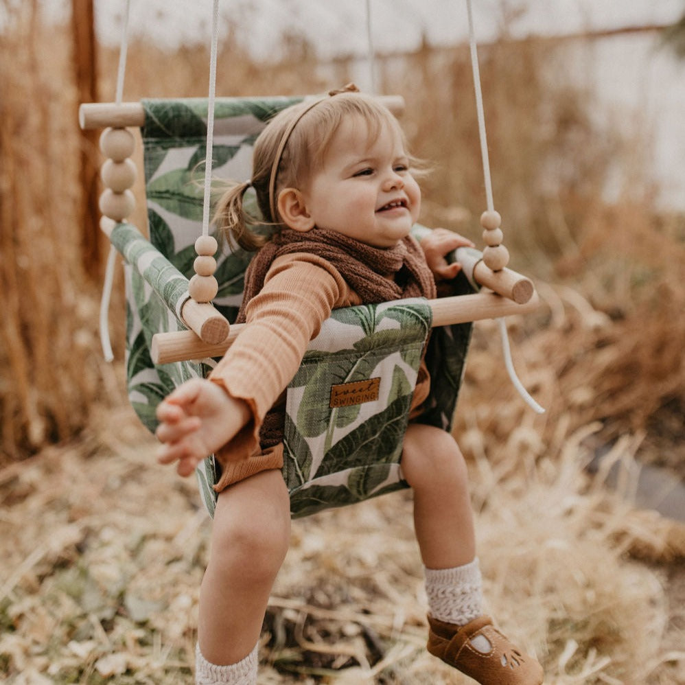 summer infant swing Sweet Swinging Outdoor Baby & Toddler Swing–Tropical Leaf 1 / 8' / Twisted Black