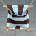 Load image into Gallery viewer, Brown and white striped chair swing view from top
