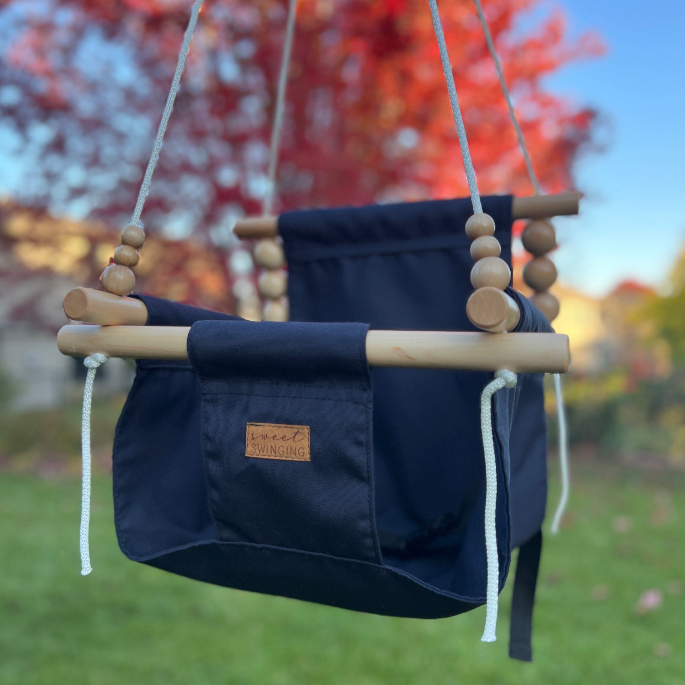 summer infant sweet sleep musical swing Premium Outdoor High Back Swing Navy, 2 / 8' / Twisted Black | Sweet Swinging