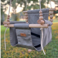 Load image into Gallery viewer, side angle of premium outdoor high back baby and toddler swing in stone
