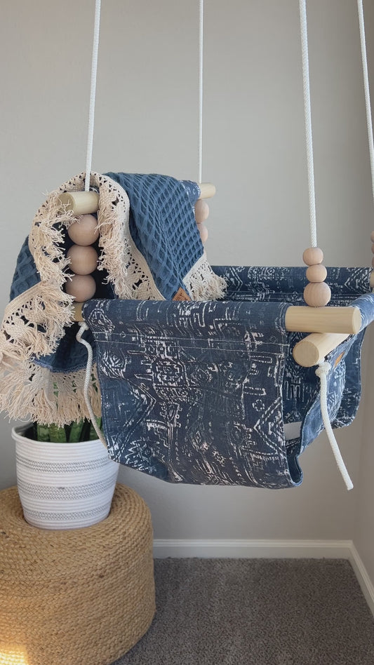 Indoor Blue Aztec Pillow