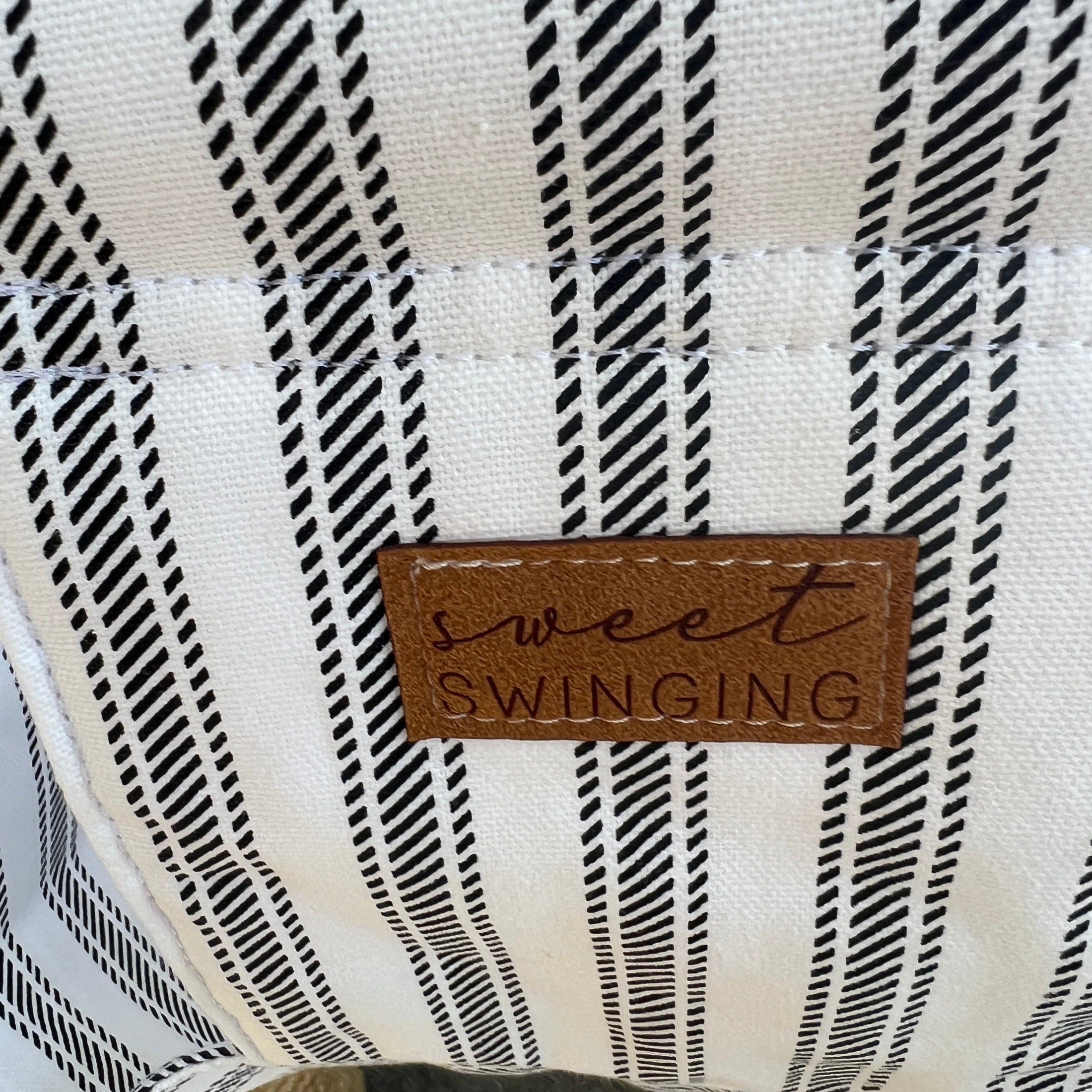 close-up of soft cotton fabric in wide ticking stripe pattern